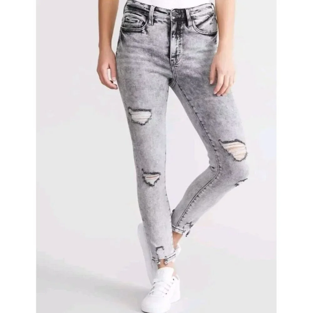BKE Jeans Womens 31x27 Gray Parker Universal Fit High Rise Ankle Skinny Denim - Picture 2 of 10